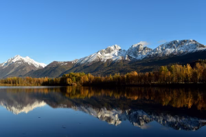 Fall colors at Reflections Lake, Alaska