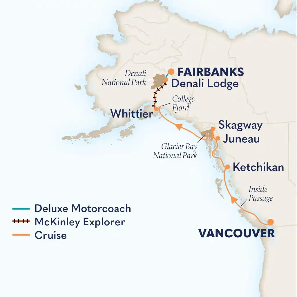 Alaska cruise inclusief Denali landprogramma
